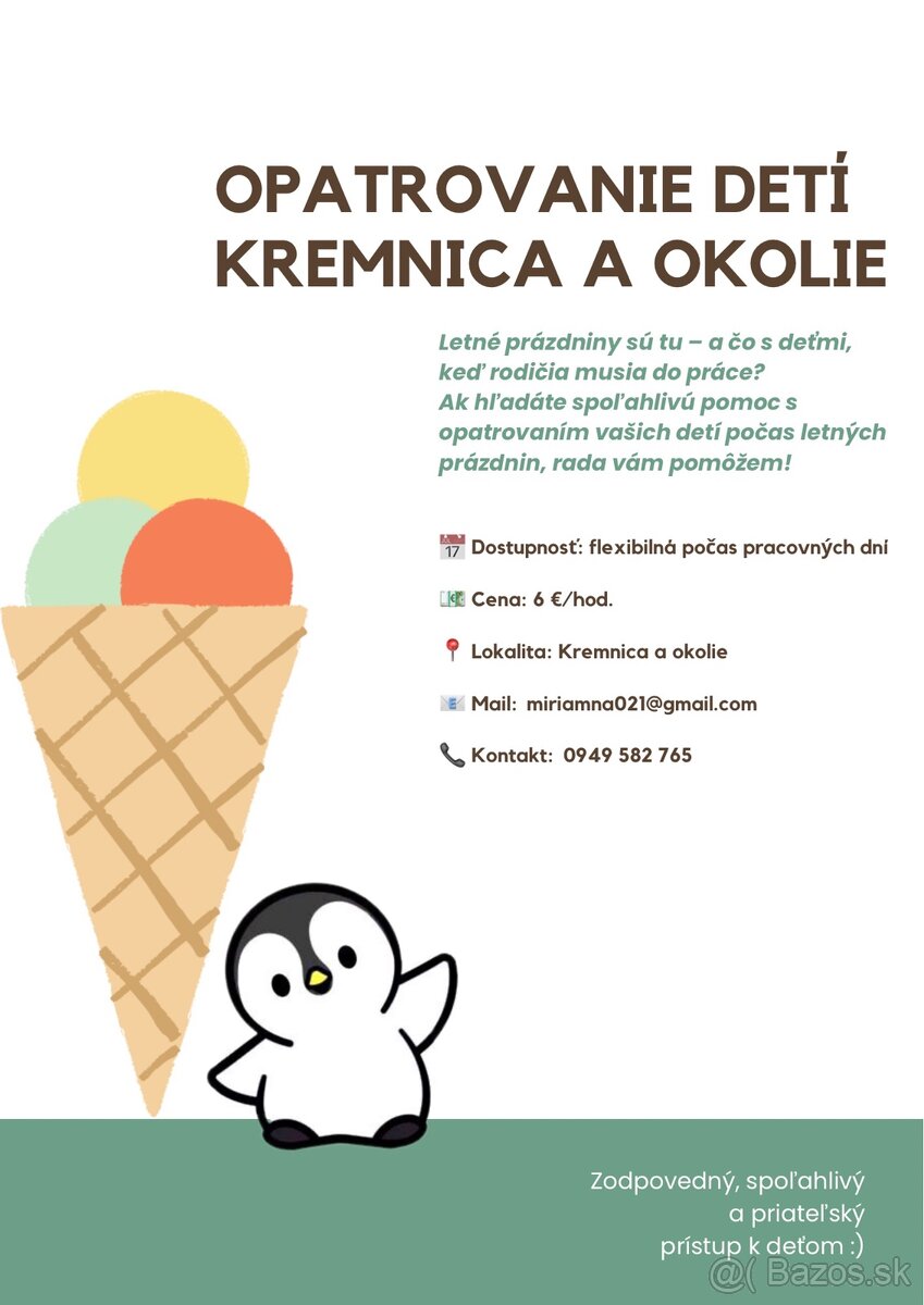 Opatrovateľka/opatrovanie detí