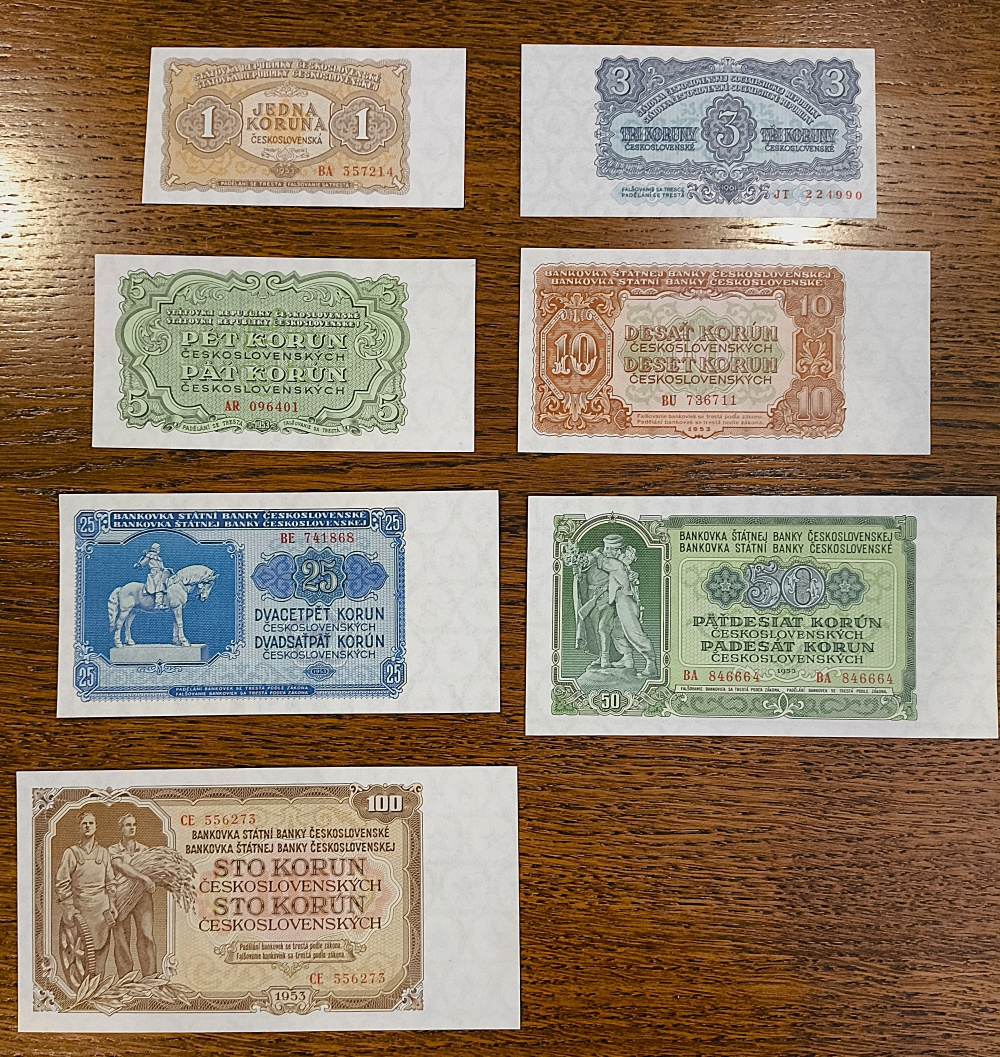 ☀️ BANKOVKY z obdobia ČESKOSLOVENSKA rok 1953, UNC sada☀️