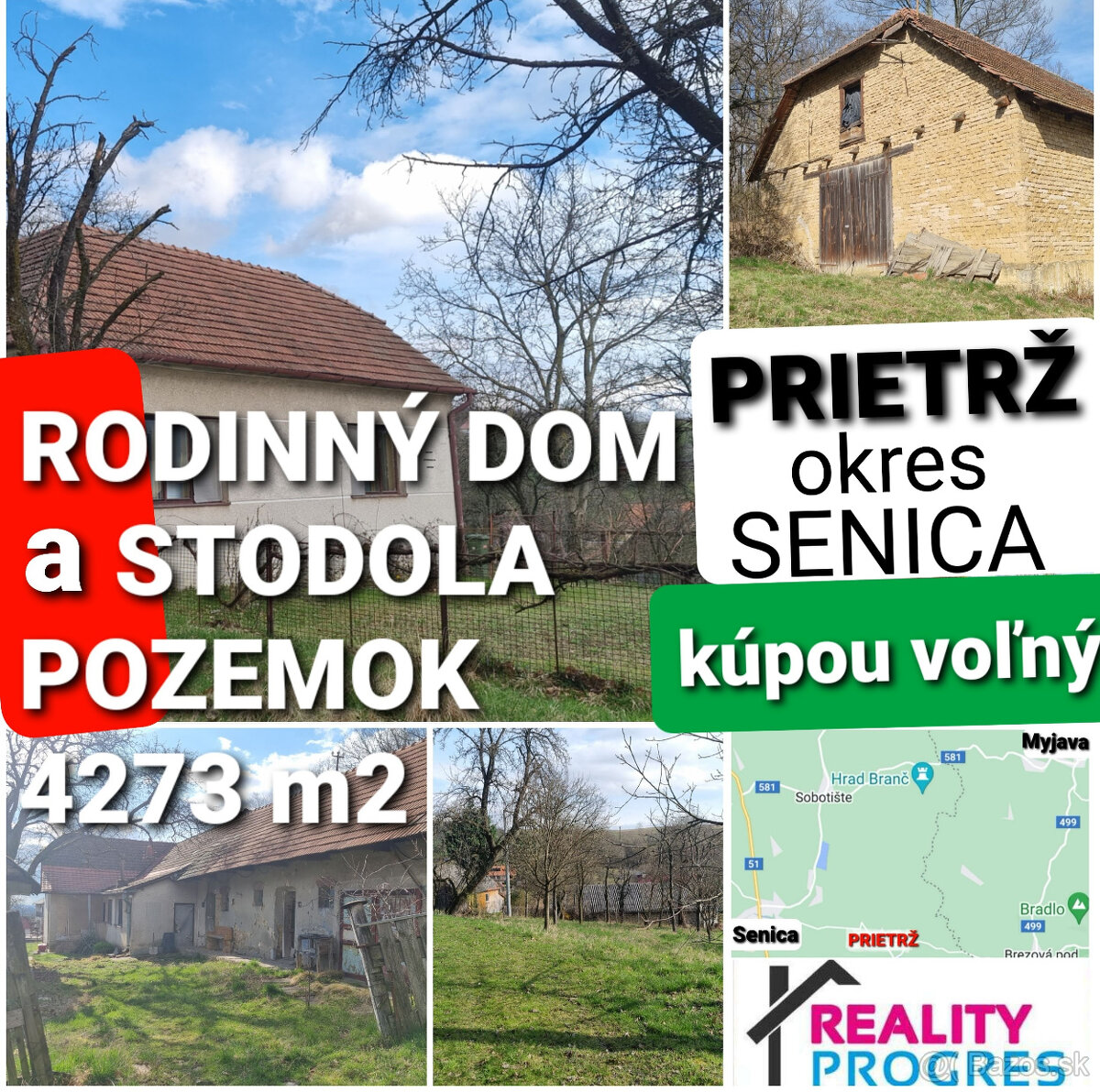 RODINNÝ DOM, STODOLA a POZEMOK 4273 m2 PRIETRŽ okres SENICA