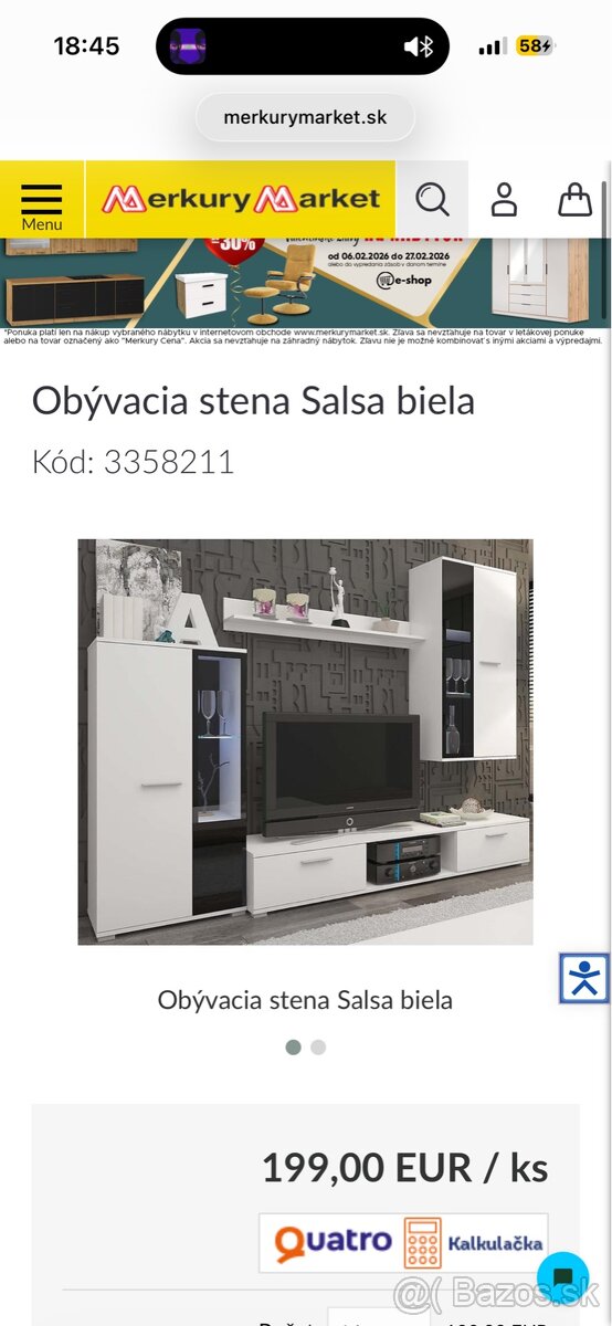 Obývacia stena Salsa biela