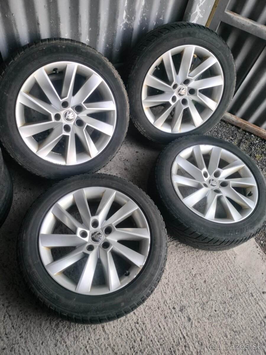 4ks alu disky orig. Škoda 5x112 R17 pneu 205/55 R17 5mm