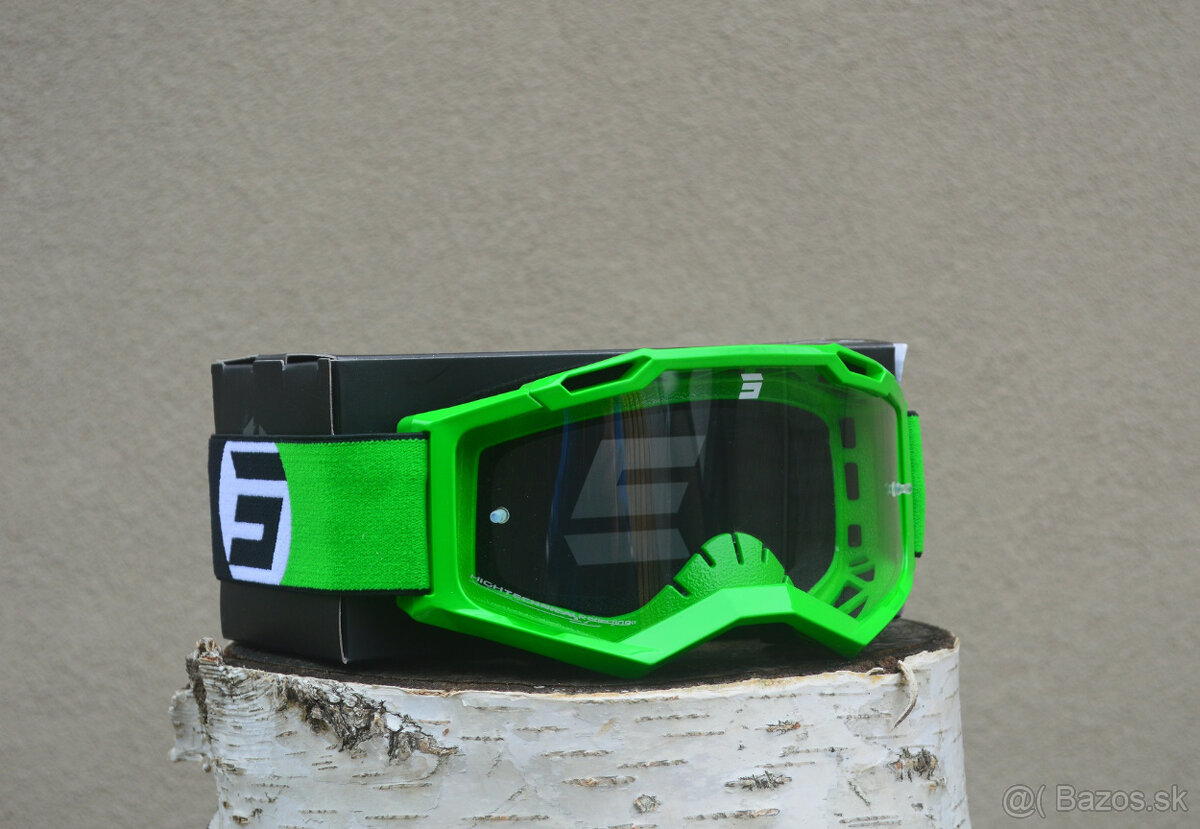 shot atv enduro mx čierno zelené kvalitné okuliare