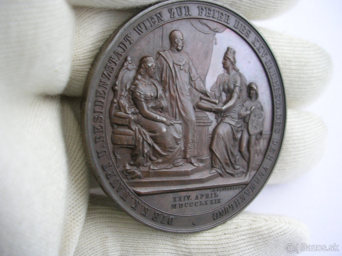 AE medaila 1879 Franz Joseph I.+Elisabeth 25.výročie svadby