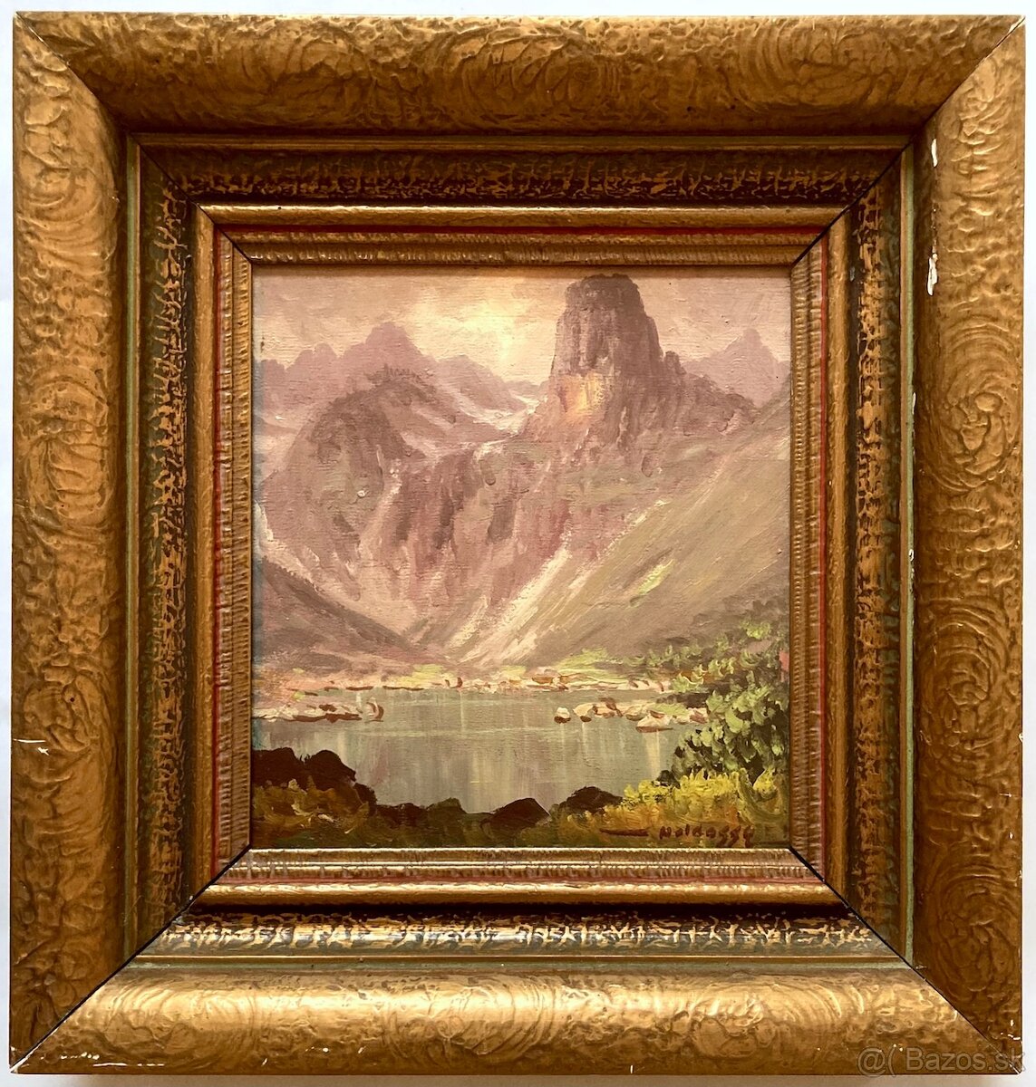 František Holdossy - Zelené pleso, olej na dreve