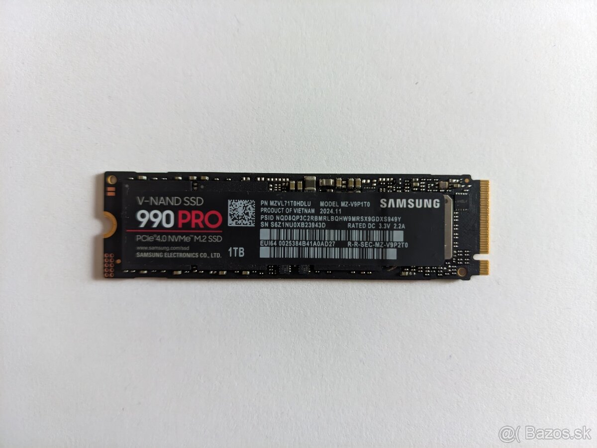 Samsung 990 PRO 1TB, M.2 2280, NVMe