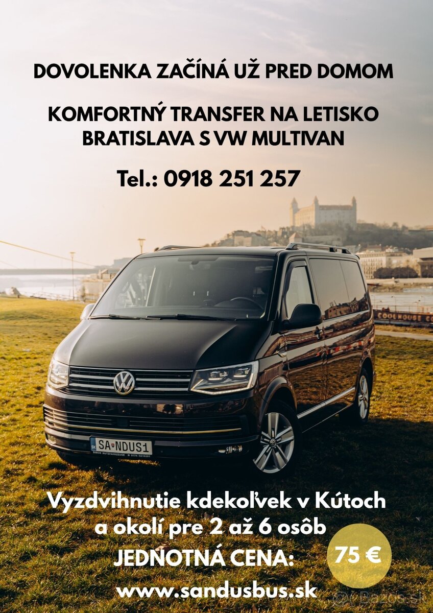 ✈️Preprava osôb, transfer na letisko BA s VW Multivan✈️