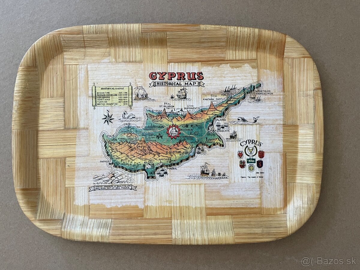 Dekoračná drevená tácka -Cyprus