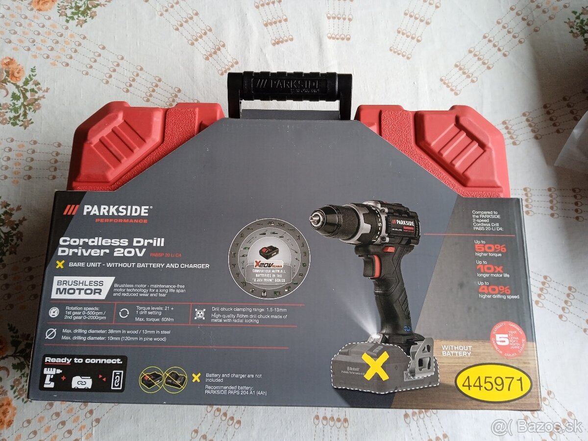 Predám Parkside performanceAku vŕtací skrutkovač PABSP 20 C4