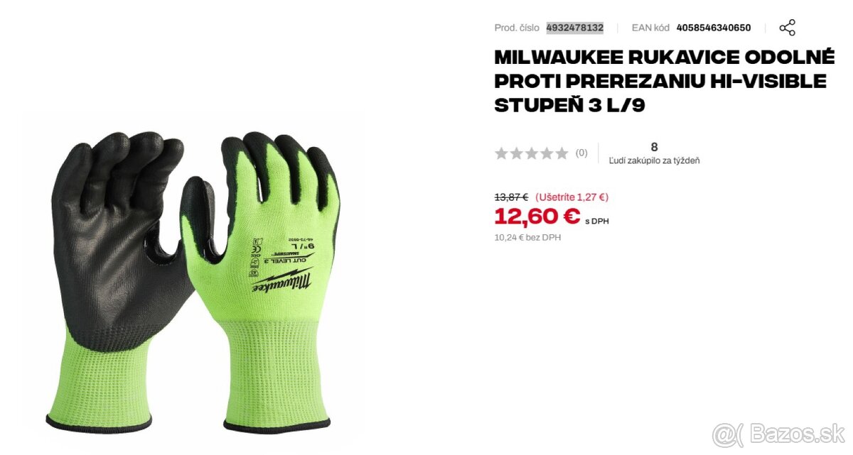 Milwaukee pracovné rukavice - stupeň 3 proti prerezaniu