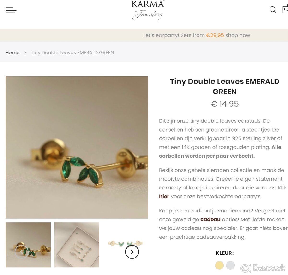 Nové náušnice zn. Karma pozlátené striebro