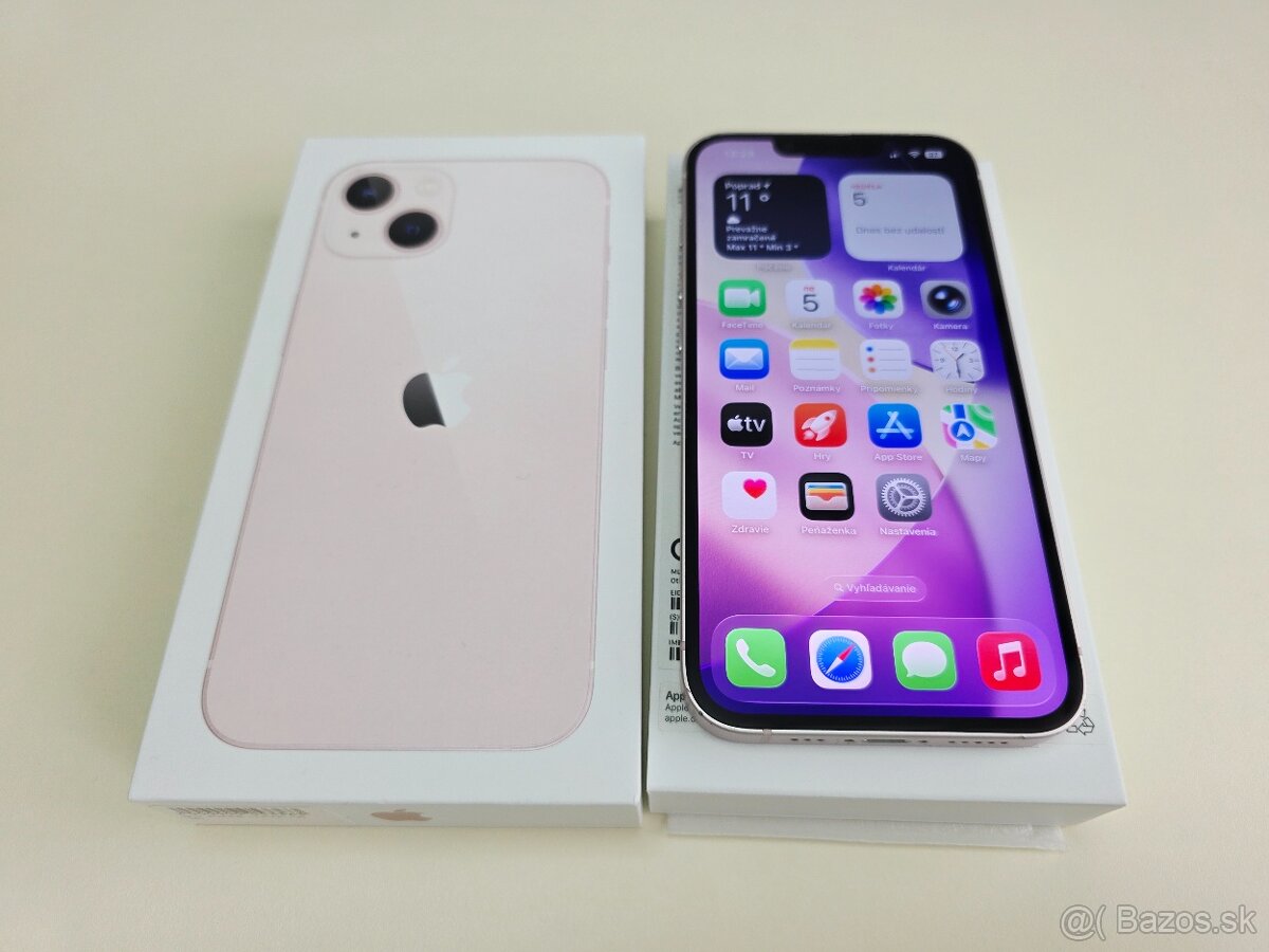 APPLE IPHONE 13 128GB PINK,ZDRAVIE BATERKY 100%