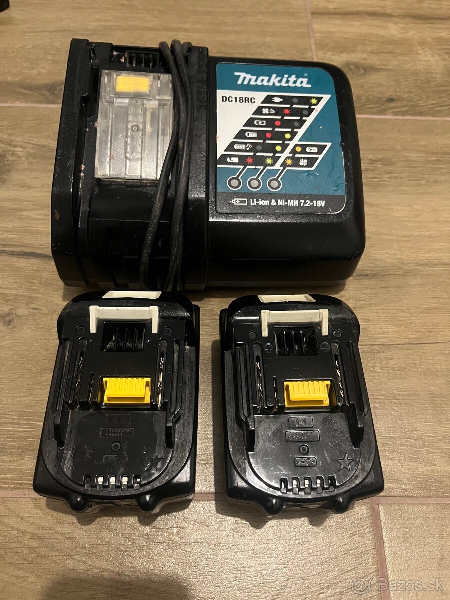 Makita 18V rýchlonabíjačka + 2× 3.0Ah batéria – plne funkčné