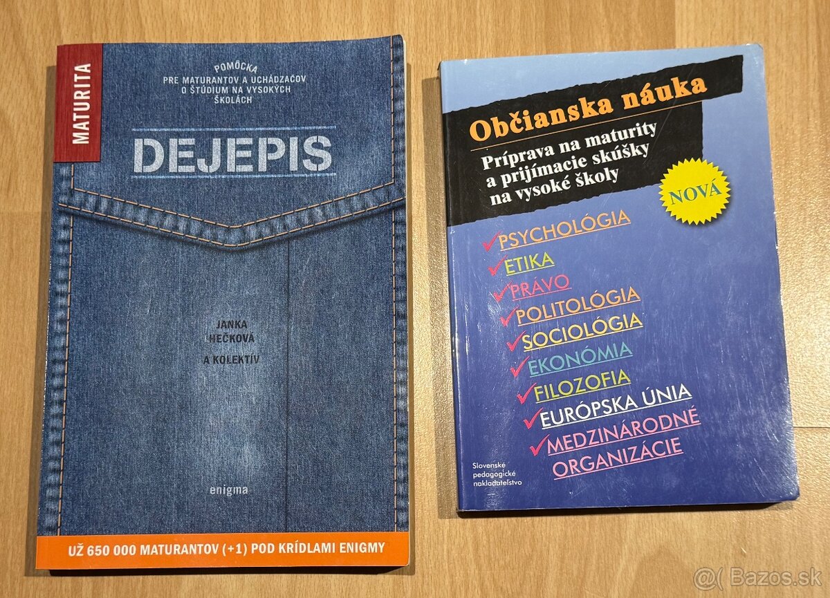 Knihy na prípravu k maturite z dejepisu a občianskej n.