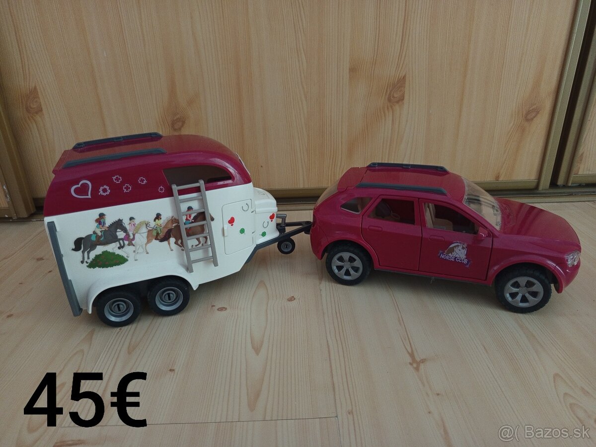 Schleich auto s vozíkom pre koňa