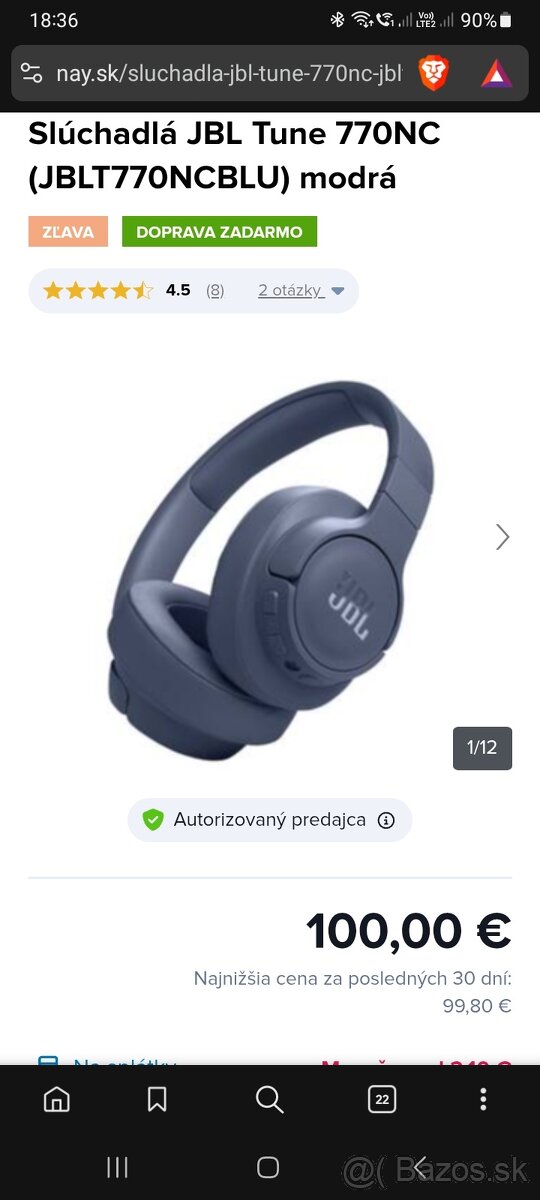 Predám slúchadlá JBL TUNE 760NC