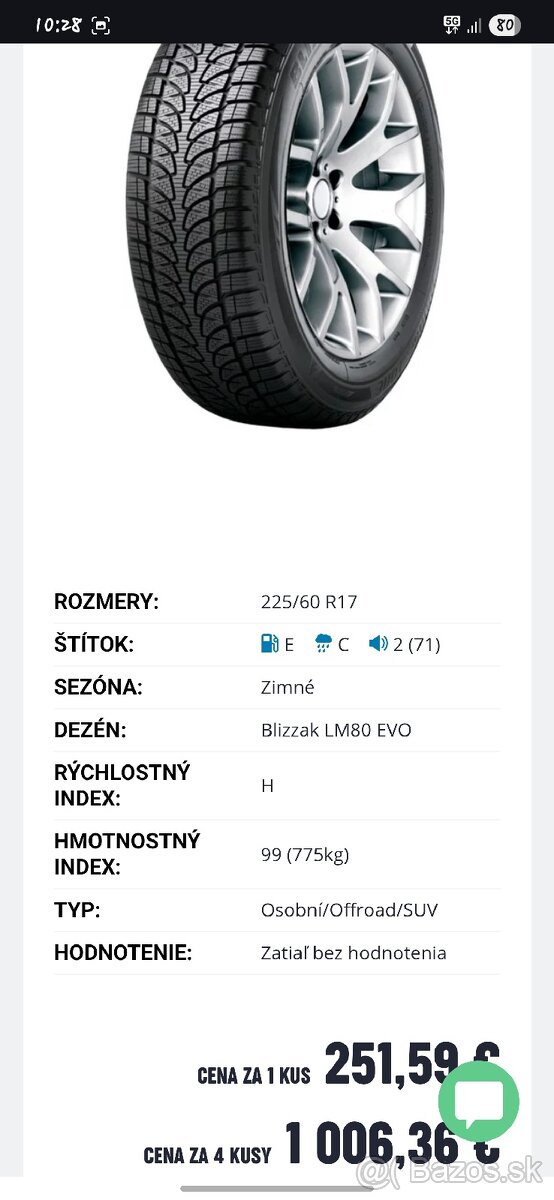 Bridgestone 225/60 R17