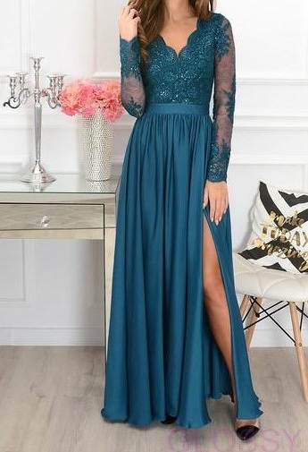 Zelenomodré spoločenské šaty M