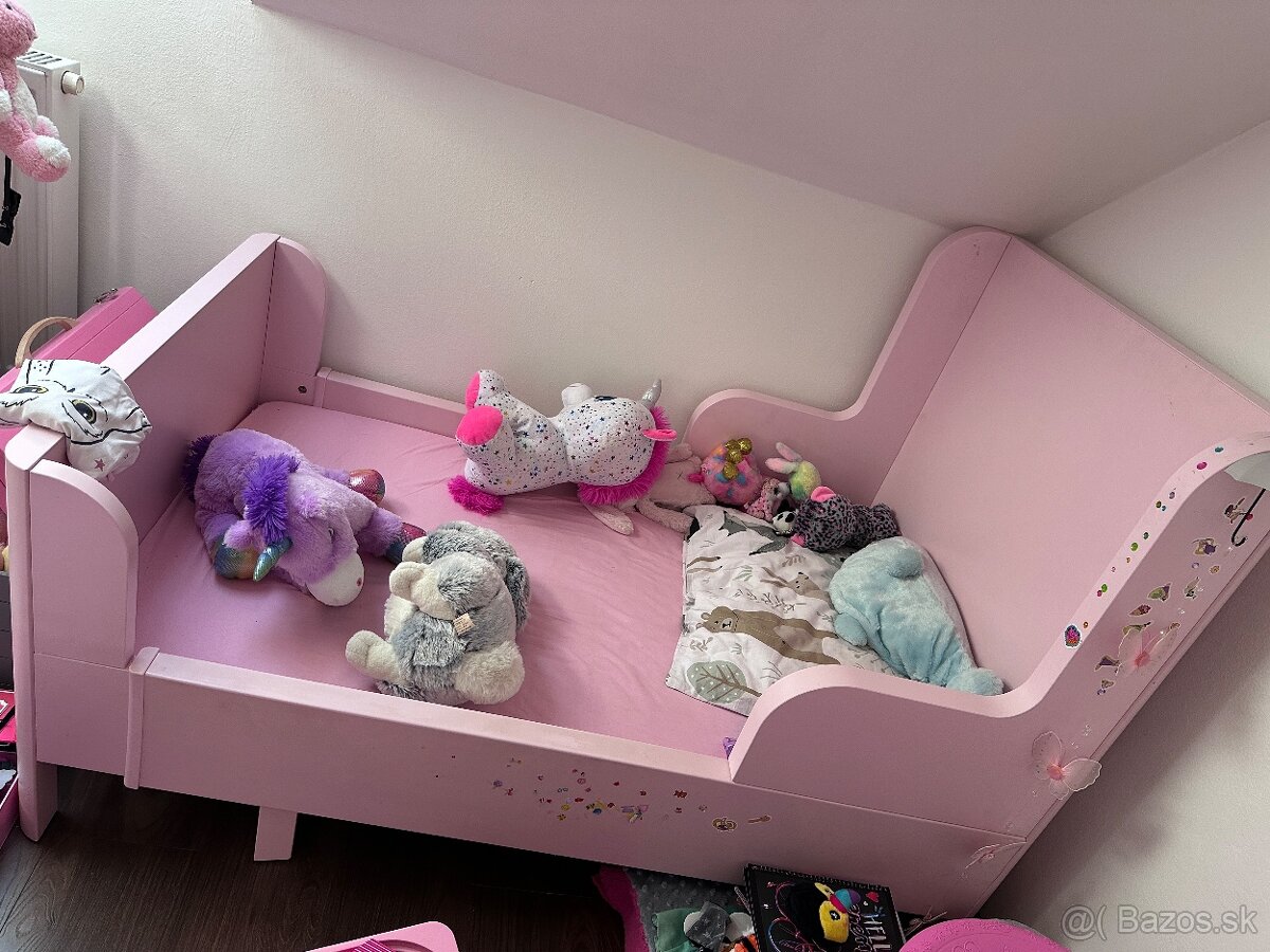 Ikea detská rastúca posteľ - ružová