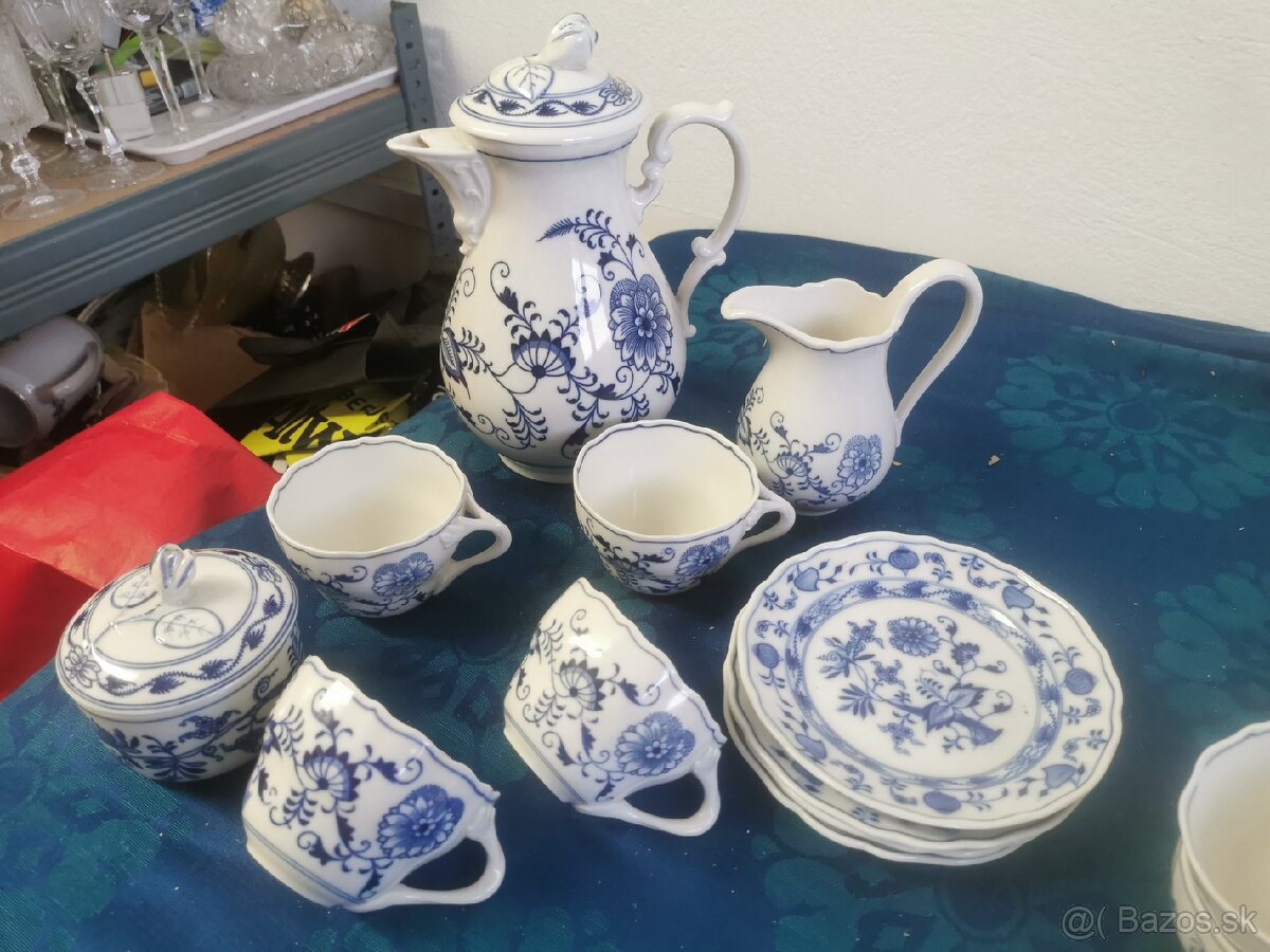Cibulak, čajová sada, starožitný Meissen