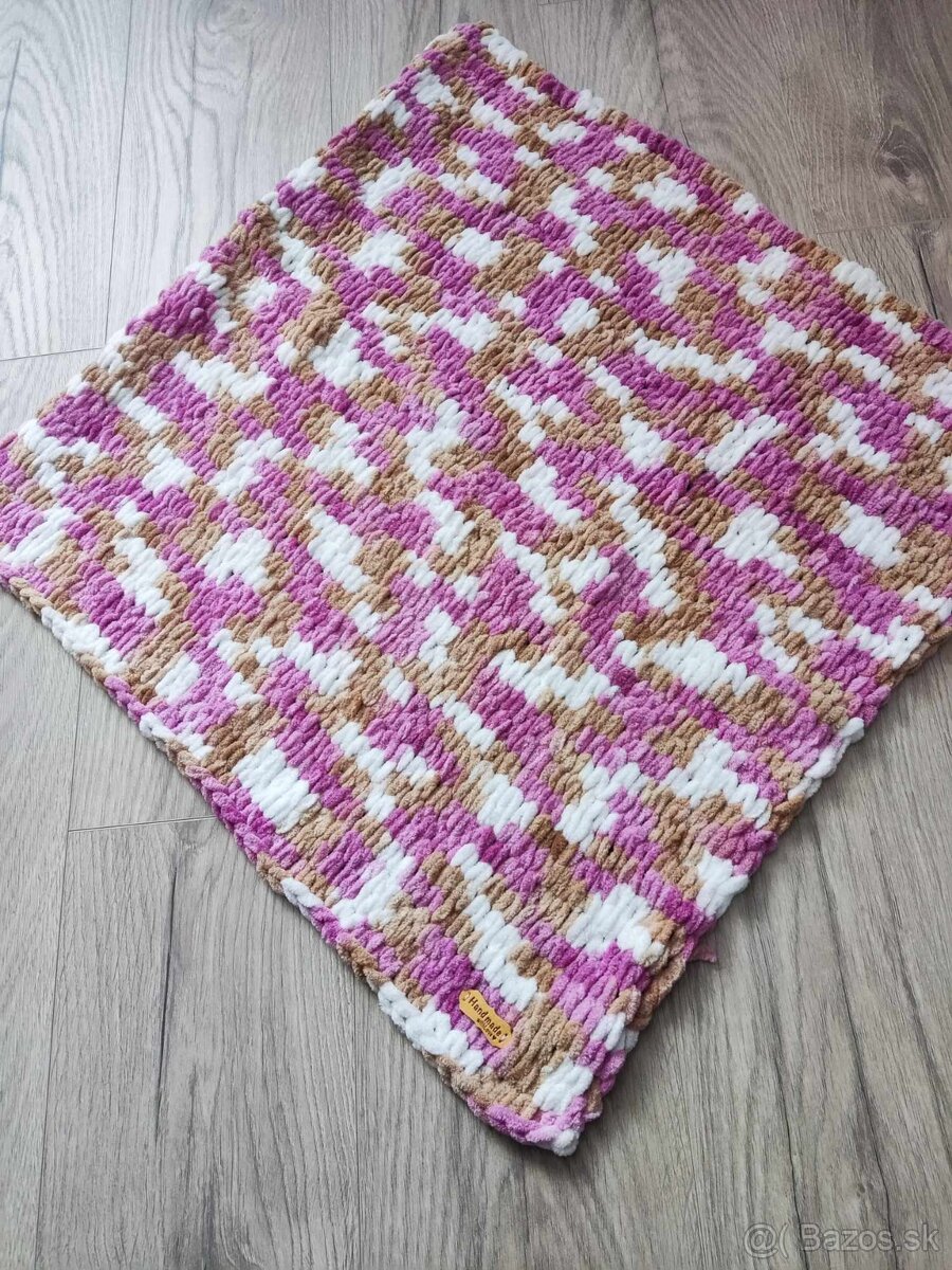 NOVÁ Color ružovo-hnedo-biela deka z Alize Puffy Fine