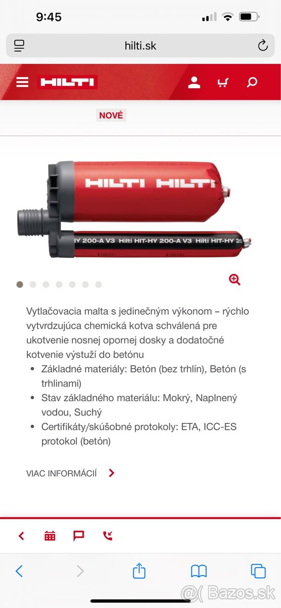 Chemicka kotva Hilti