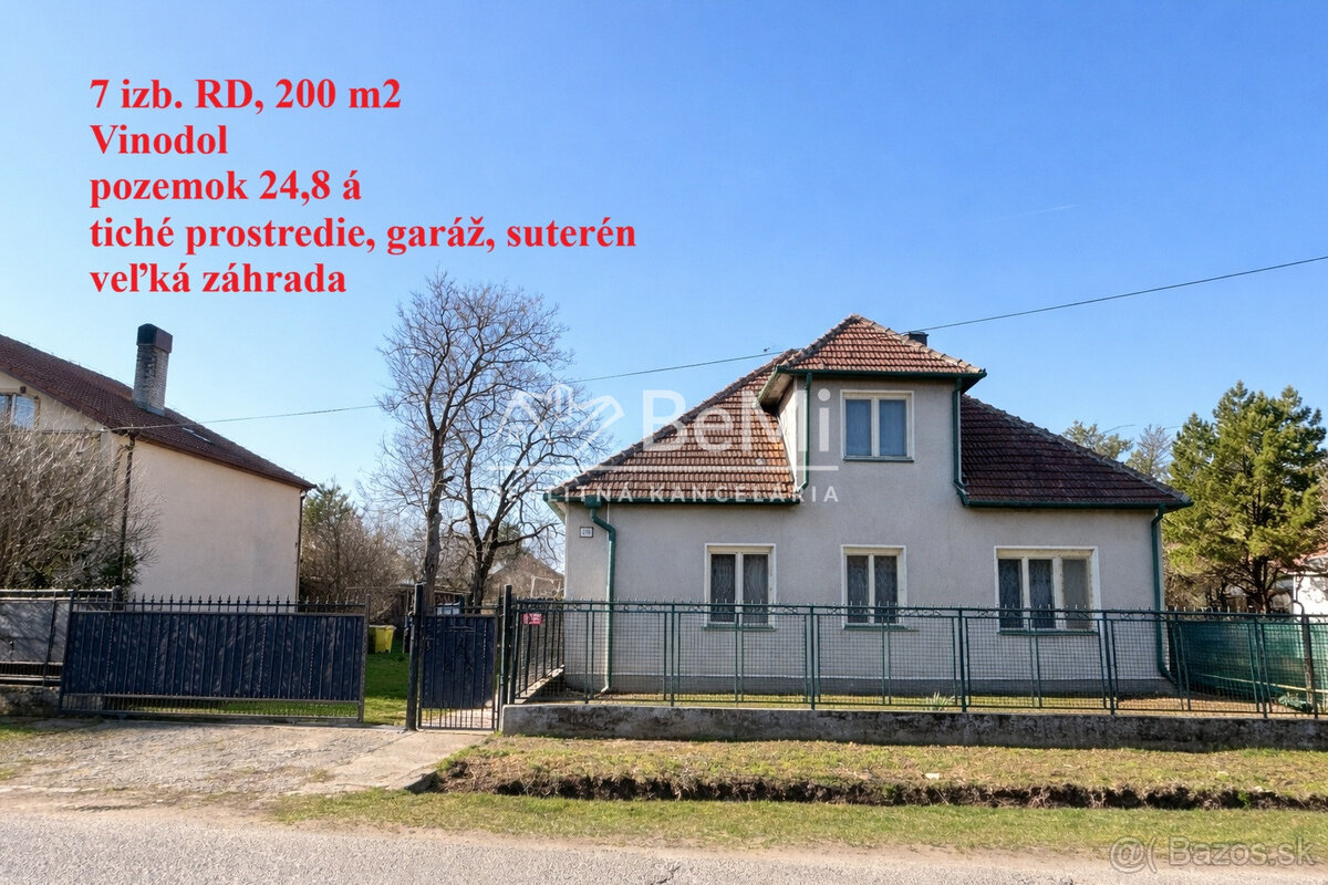 7-izbový rodinný dom, veľká záhrada, garáž, investičná príle