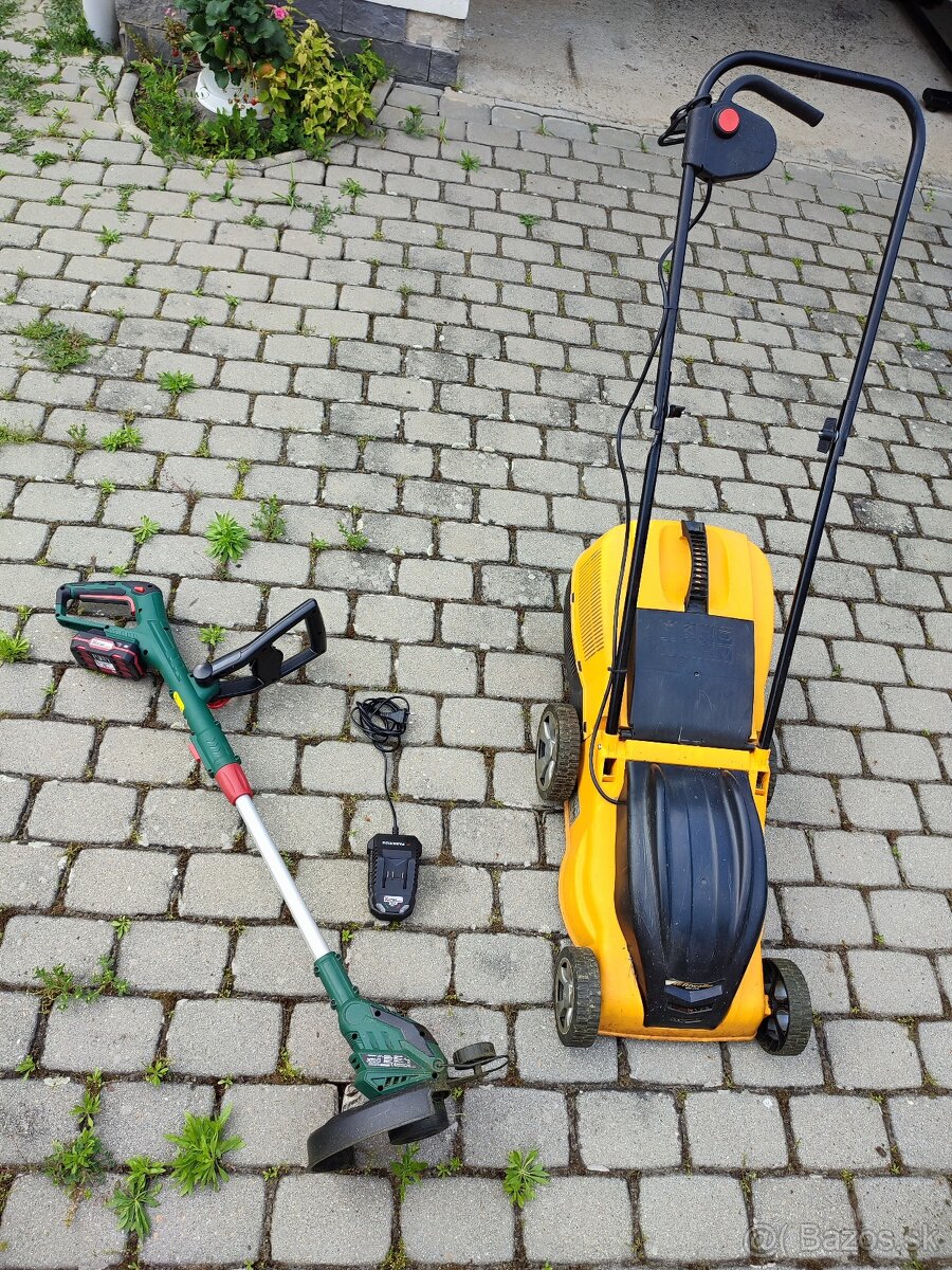 kosacka Riwall Pro REM 3310i + strunova kosacka Parkside AKU