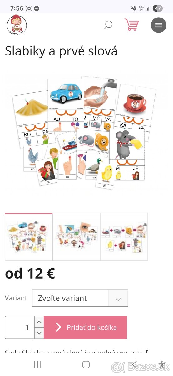 Kartulka - slabiky a prvé slová