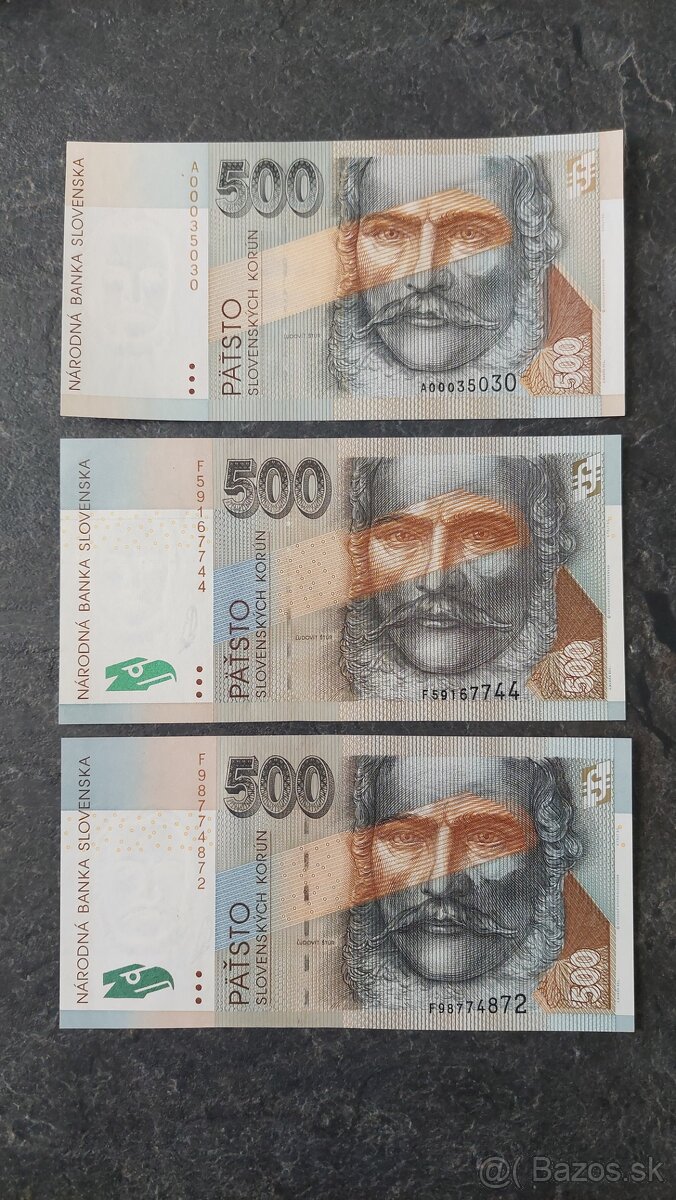 3x 500 Sk, stav N (UNC)