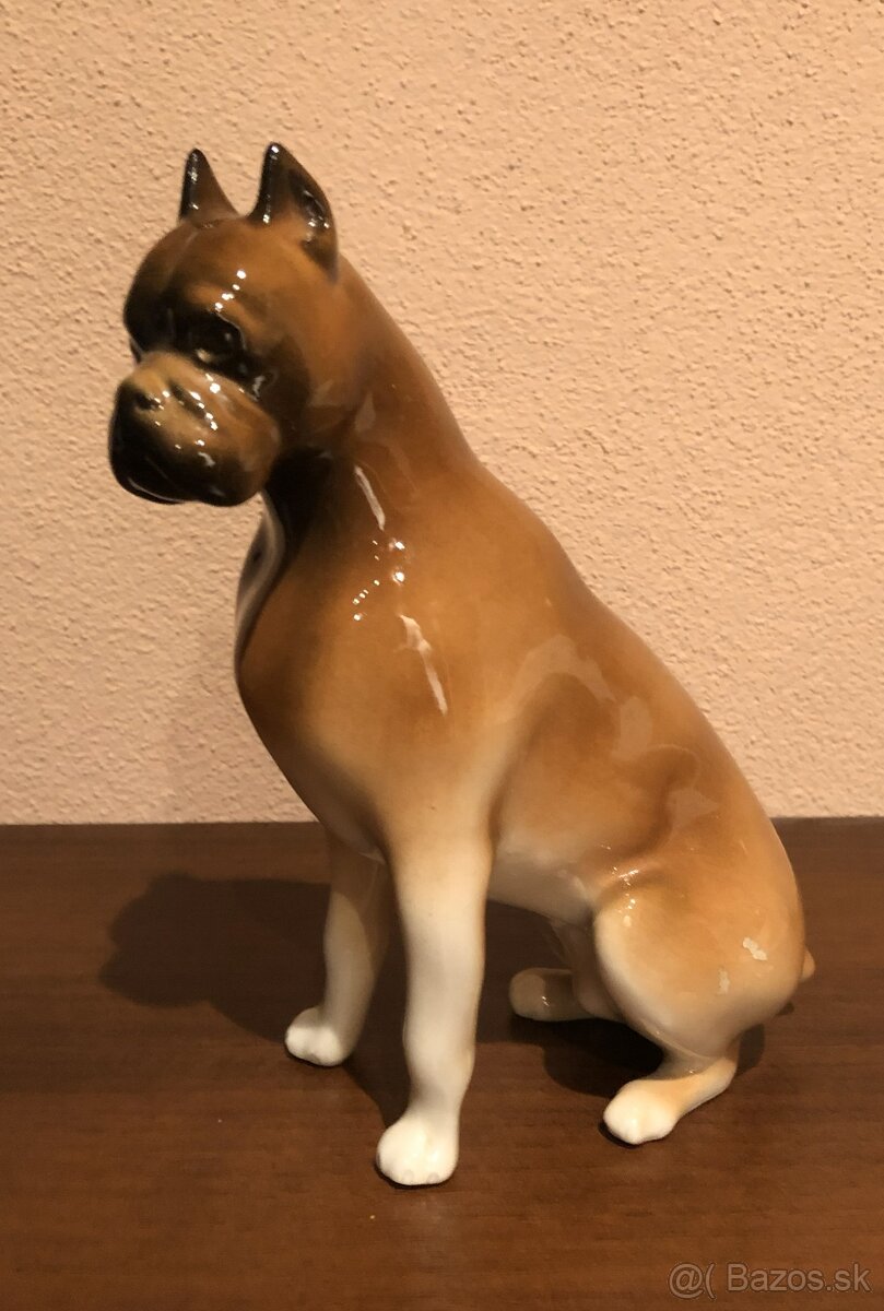 090 – Royal dux , soška , porcelán, Boxer