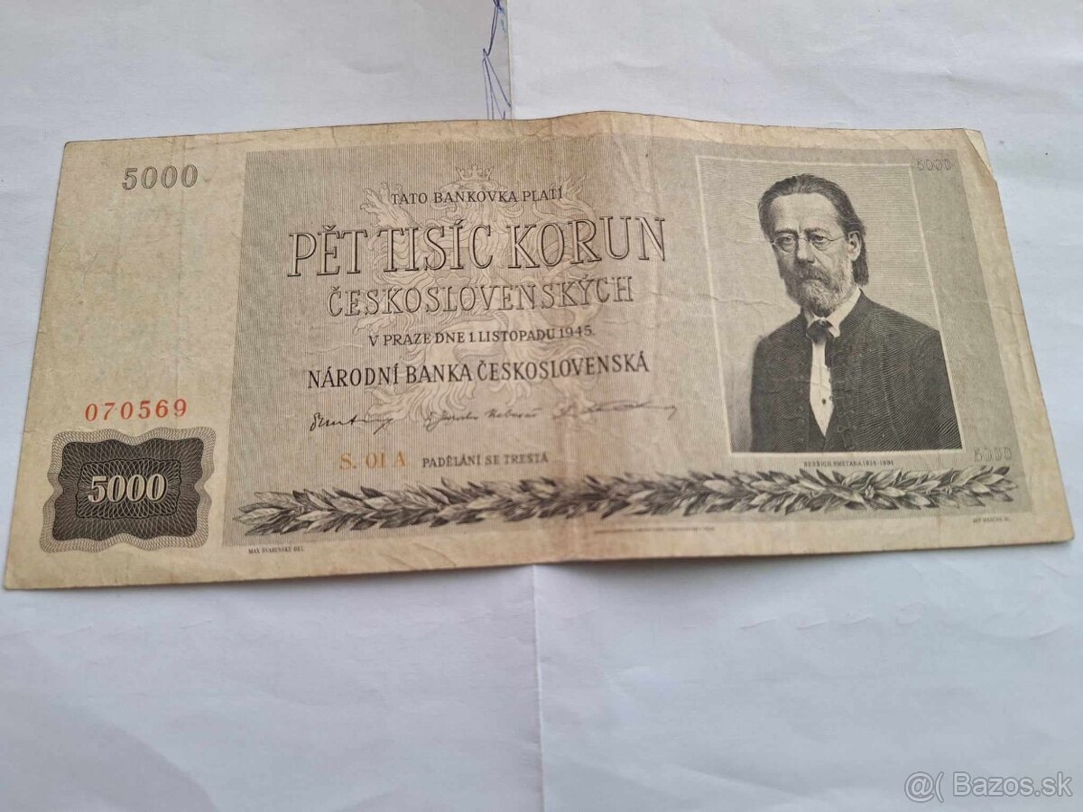 Bankovka 5000kčs 1945