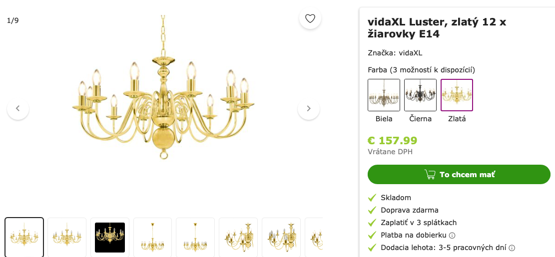 Zlaté retro lustre