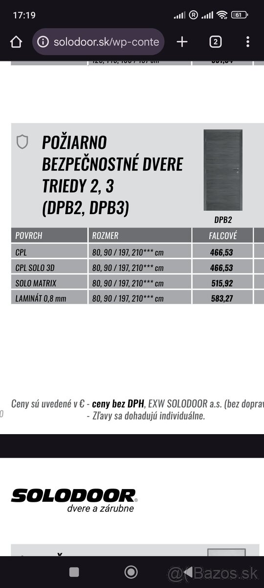 Požiarno bezpečnostne dvere