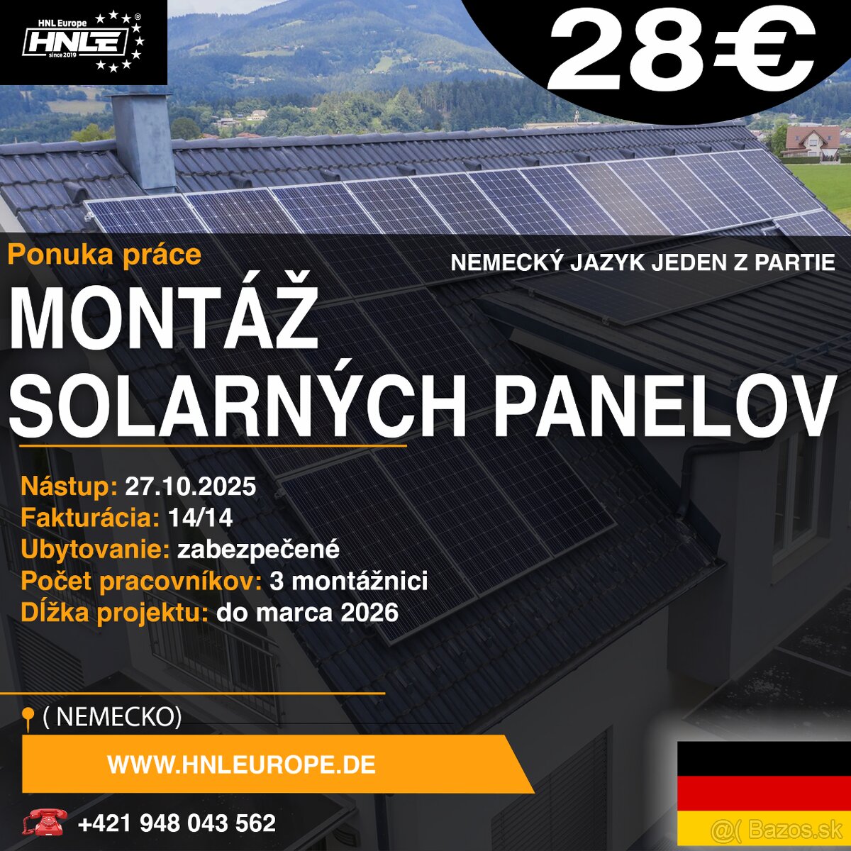 montéri solárnych panelov 28€ / Nemecko