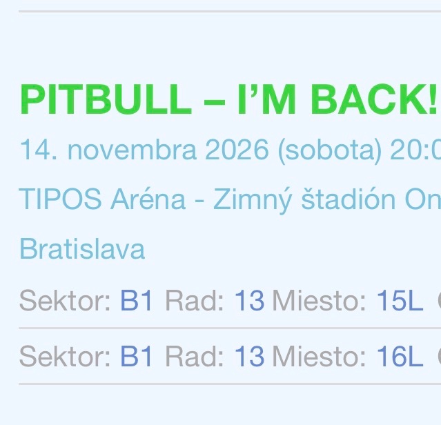 Pitbull - 2x lístky (Tipos aréna)