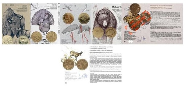 Autorská karta k 5€ minciam Slovensko / 5 euro mince.