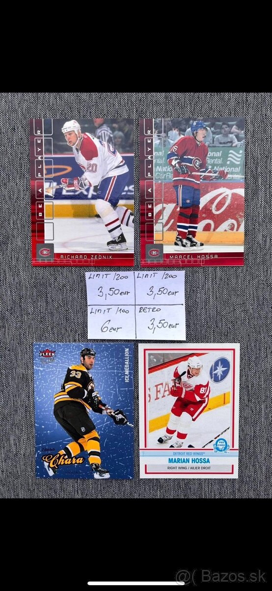 Hokejové kartičky - posledné 4ks Slovákov v NHL na predaj.