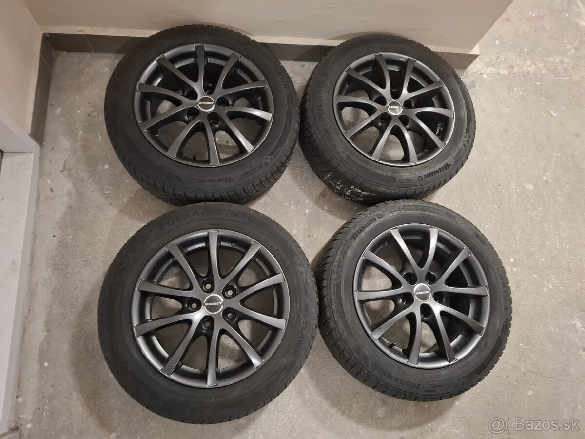 ALU disky Borbet LV5 Anthracite Glossy+zimné pneu 205/55 R16