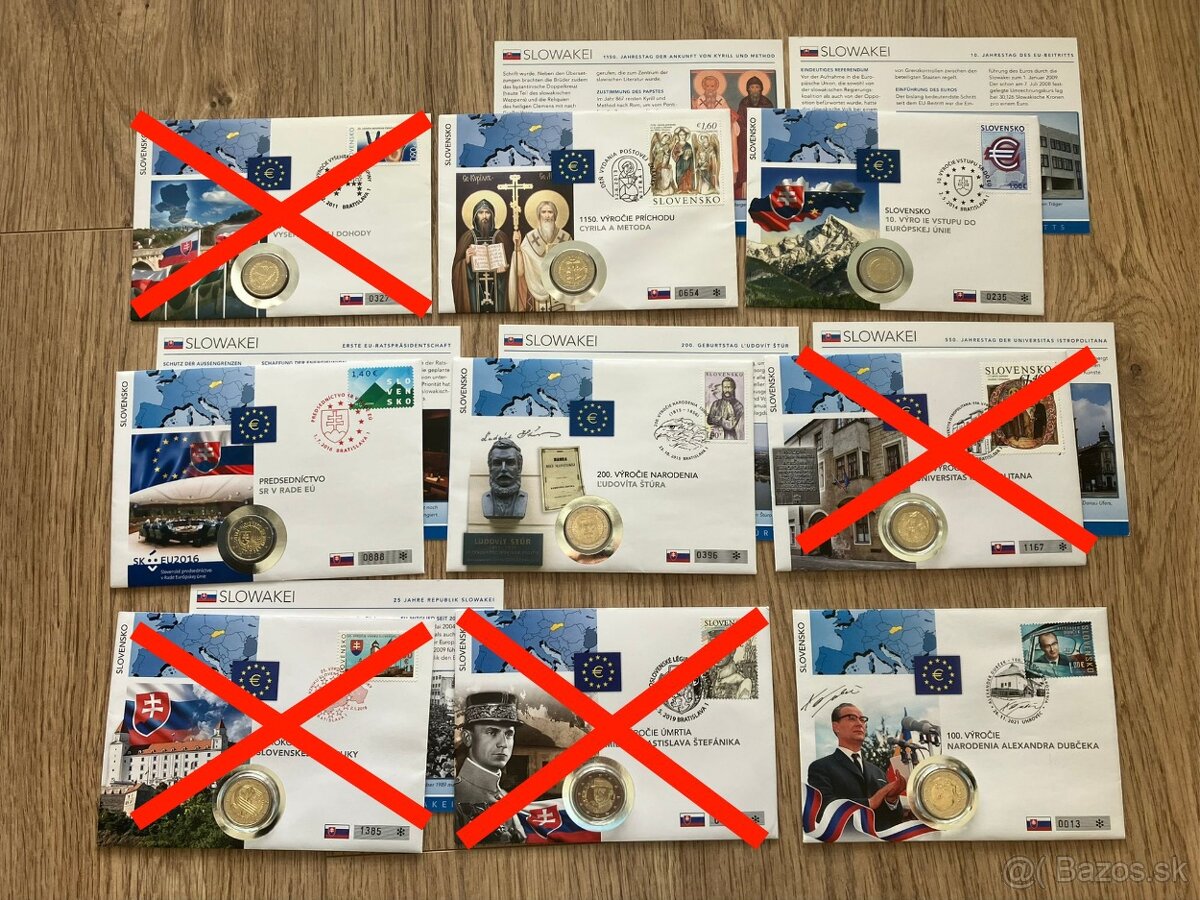 Numizmatické mincové obálky Slovensko - 2 Euro mince