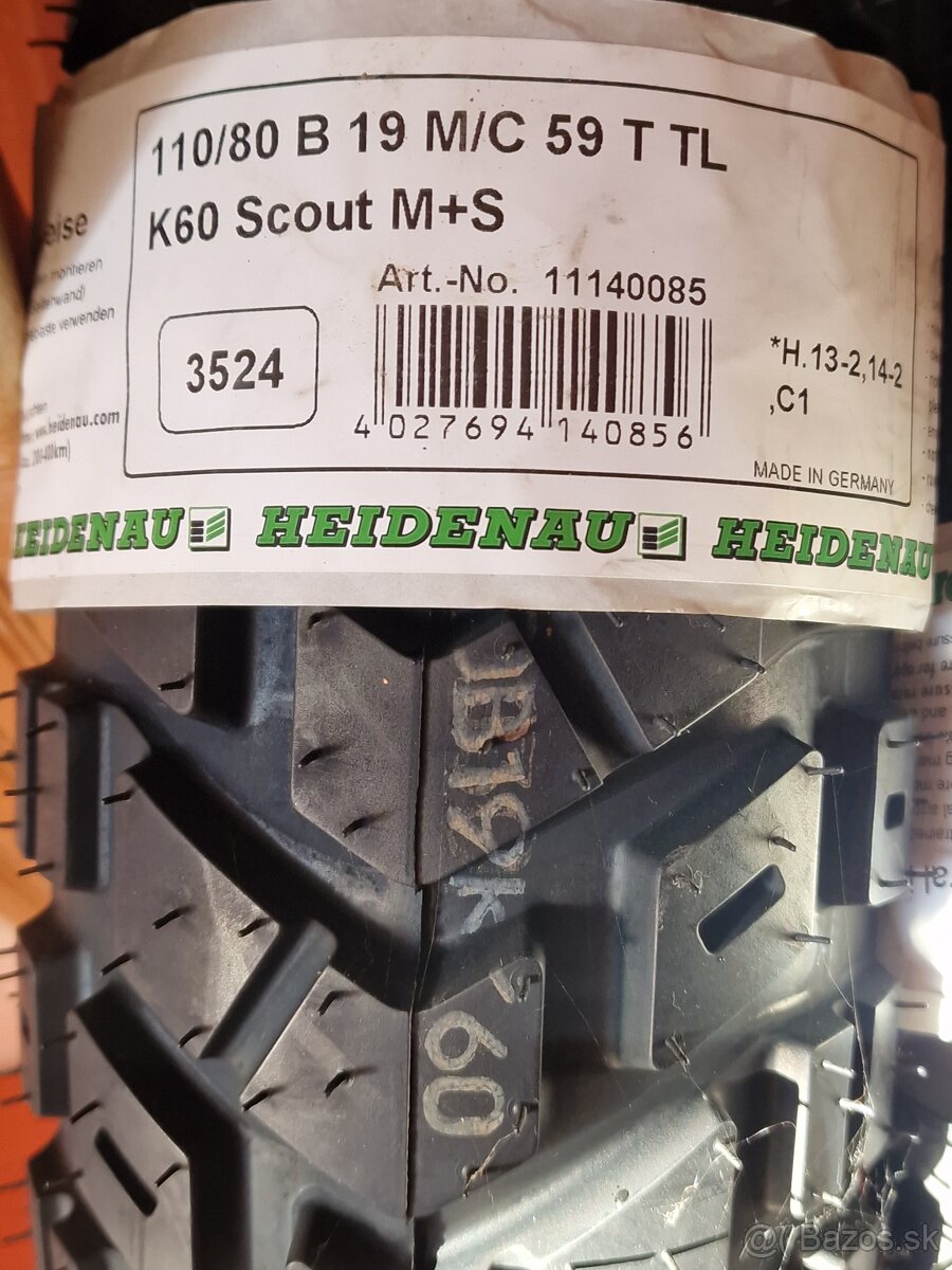 Predám nove pneu Heidenau k60 scout 150/70 r17 a 110/80 r19