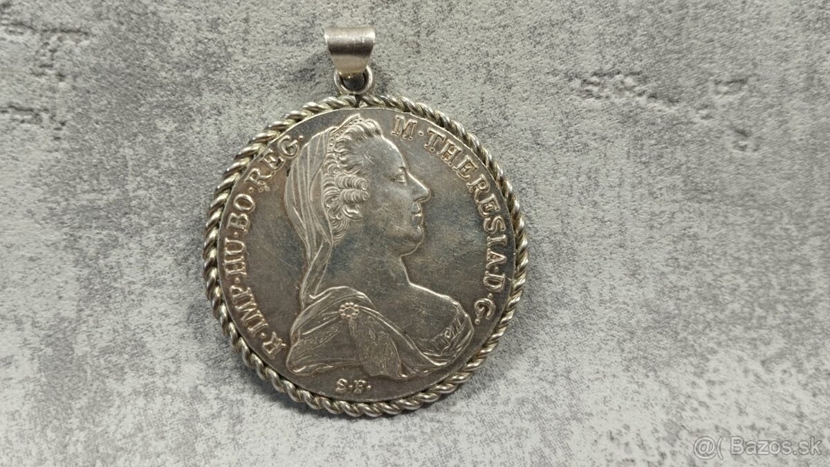 Velká stříbrná mince - tolar Marie Terezie přivešok