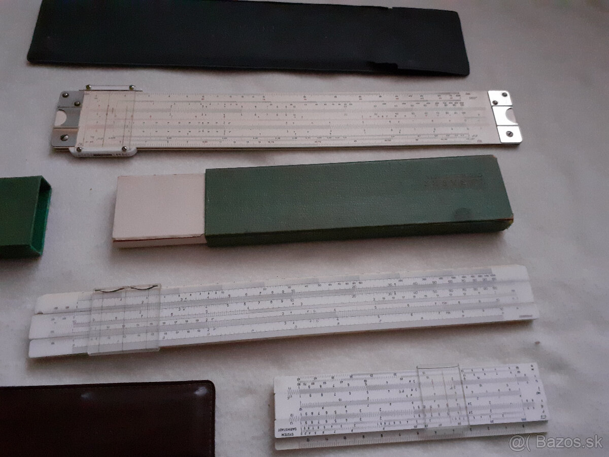 Logaritmické pravítka + iné rysovacie pravítka