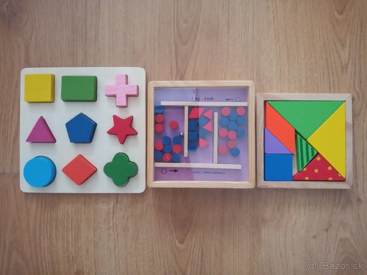 Drevené skladačky, počítadla, kocky