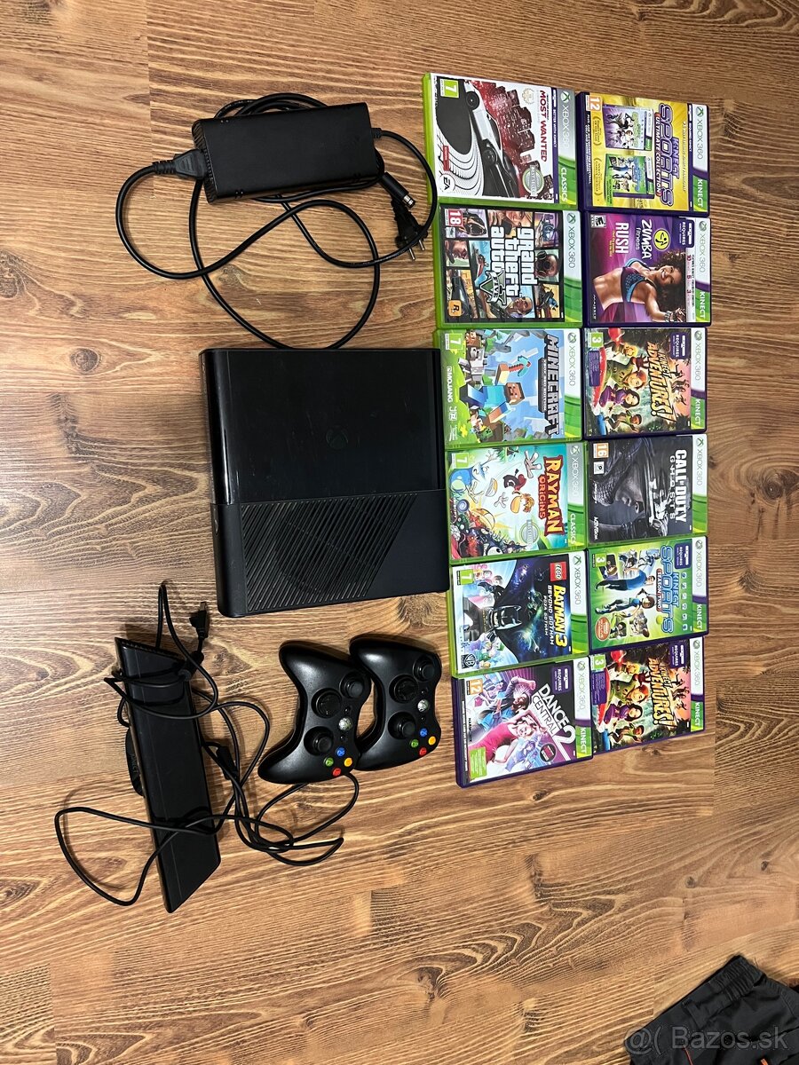 Xbox 360 + kinct + hry + 2x ovladače