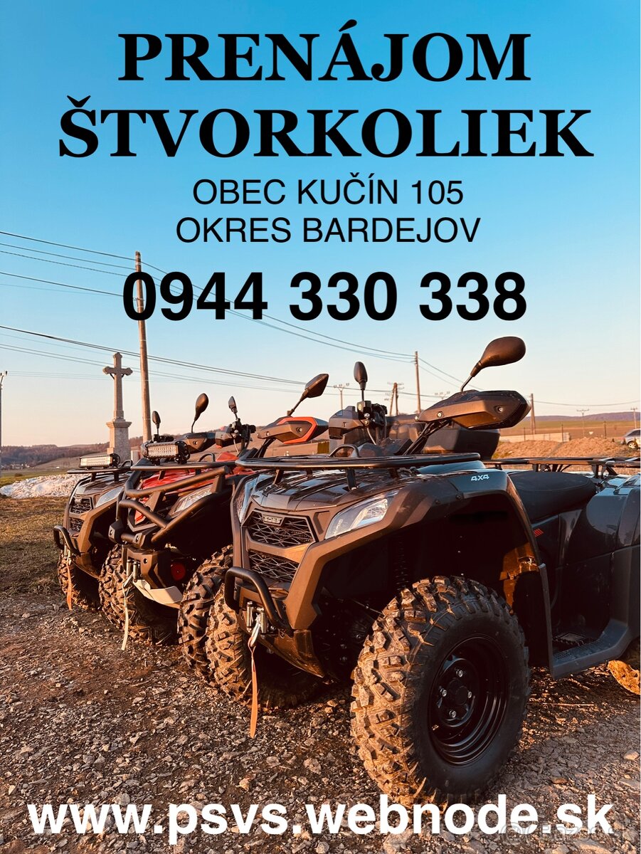 Prenájom / zapožičanie štvorkolky