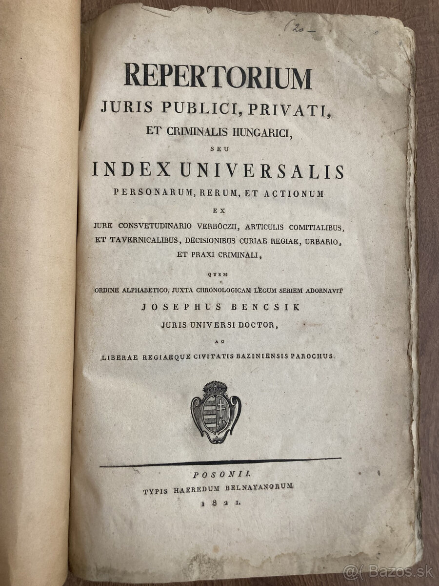 (právo/Bratislava) Repertorium juris publici, 1821
