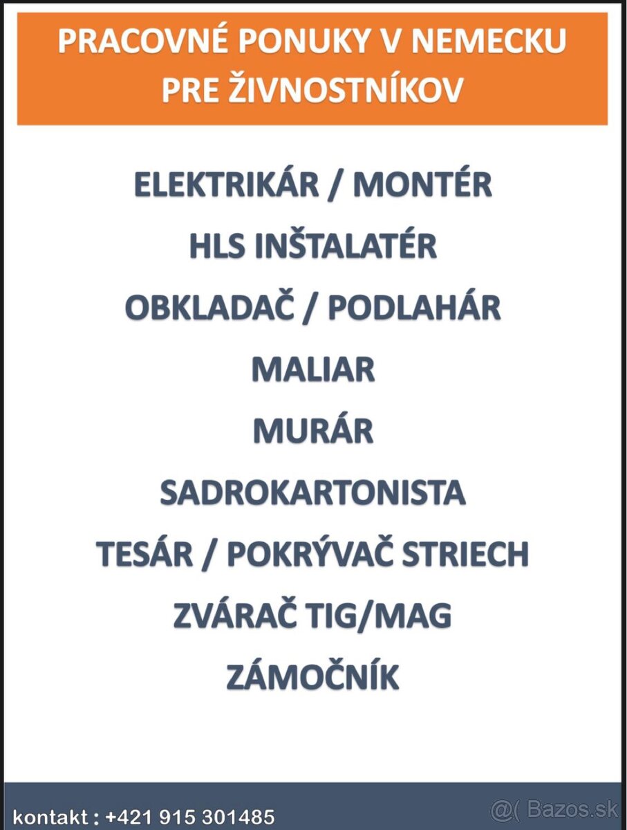 Práca v Nemecku - stavebné práce