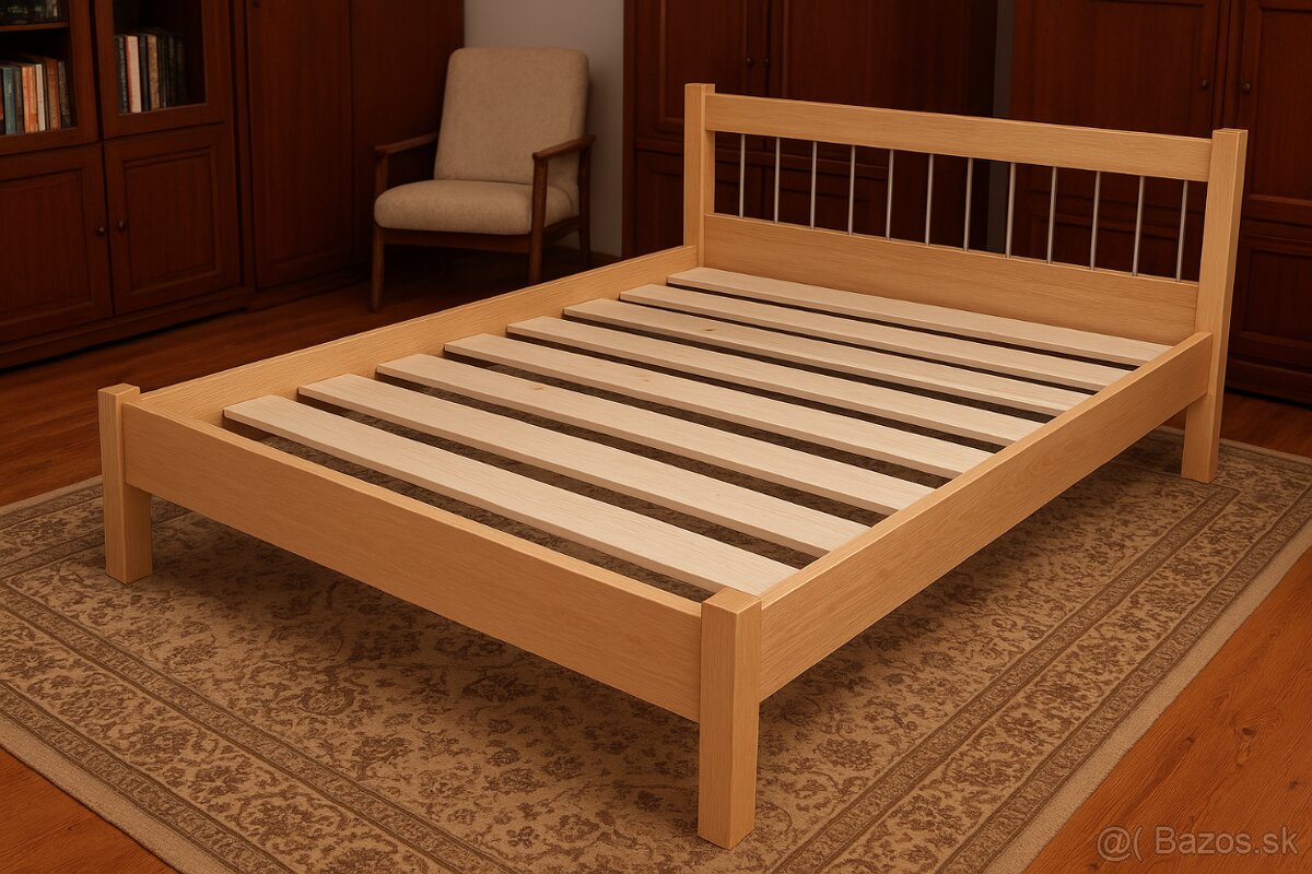🛏️ Masívna manželská posteľ z jasena – 160 × 200 cm 🪵