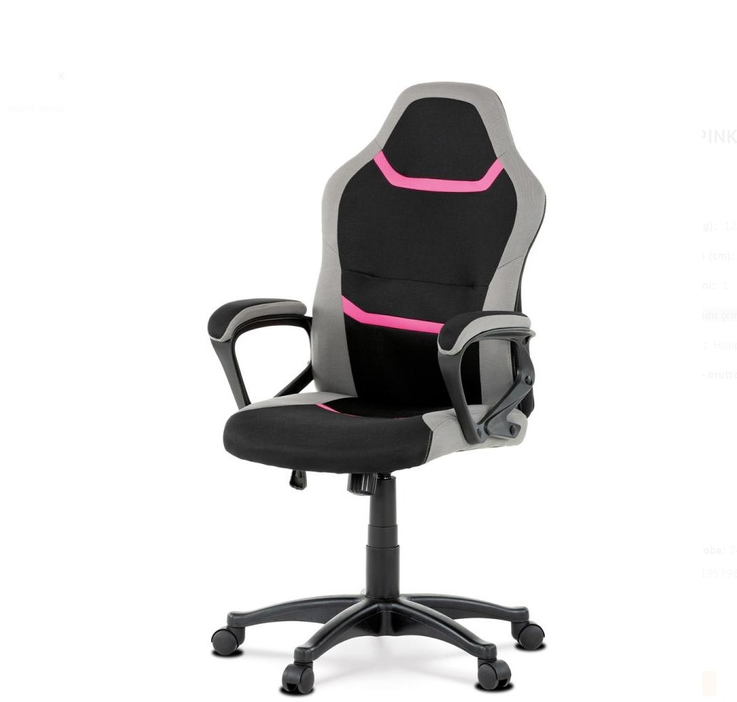 Kancelárska a herná stolička KA-L611 PINK, ružová, sivá a či