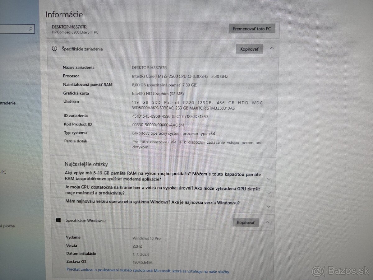 HP Compaq 8200 Elite SFF PC